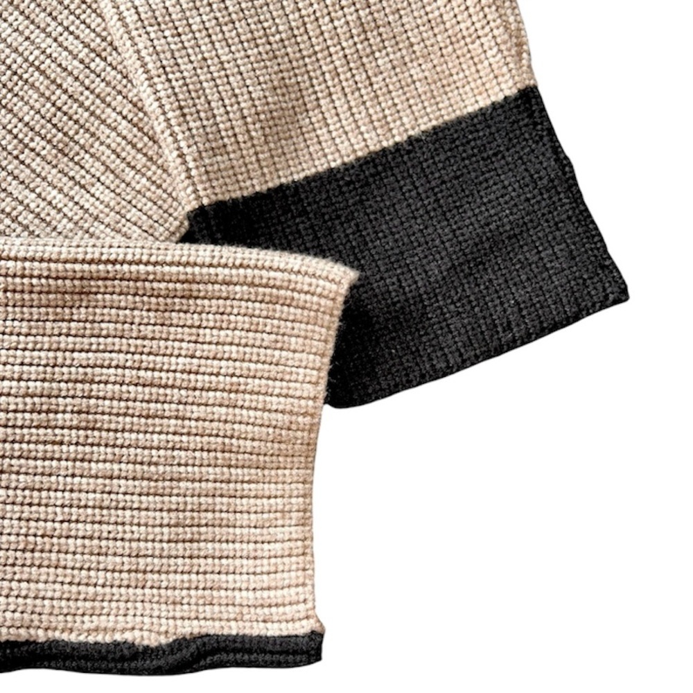 Buttermelon Color Block Mock Turtleneck Sweater, Black and Oat, Sz. S - Picture 6 of 10